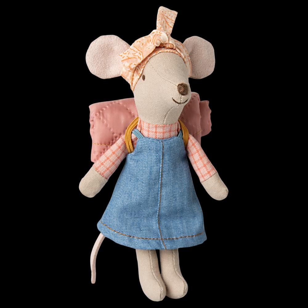 greige Maileg Hiker Mouse Big Sister