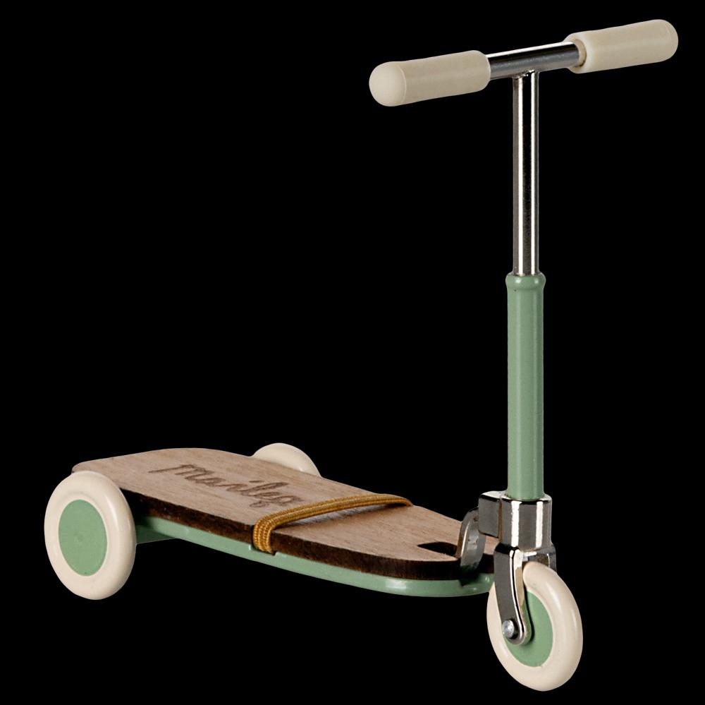 Greige Maileg Kick Board Scooter Mouse - Mint