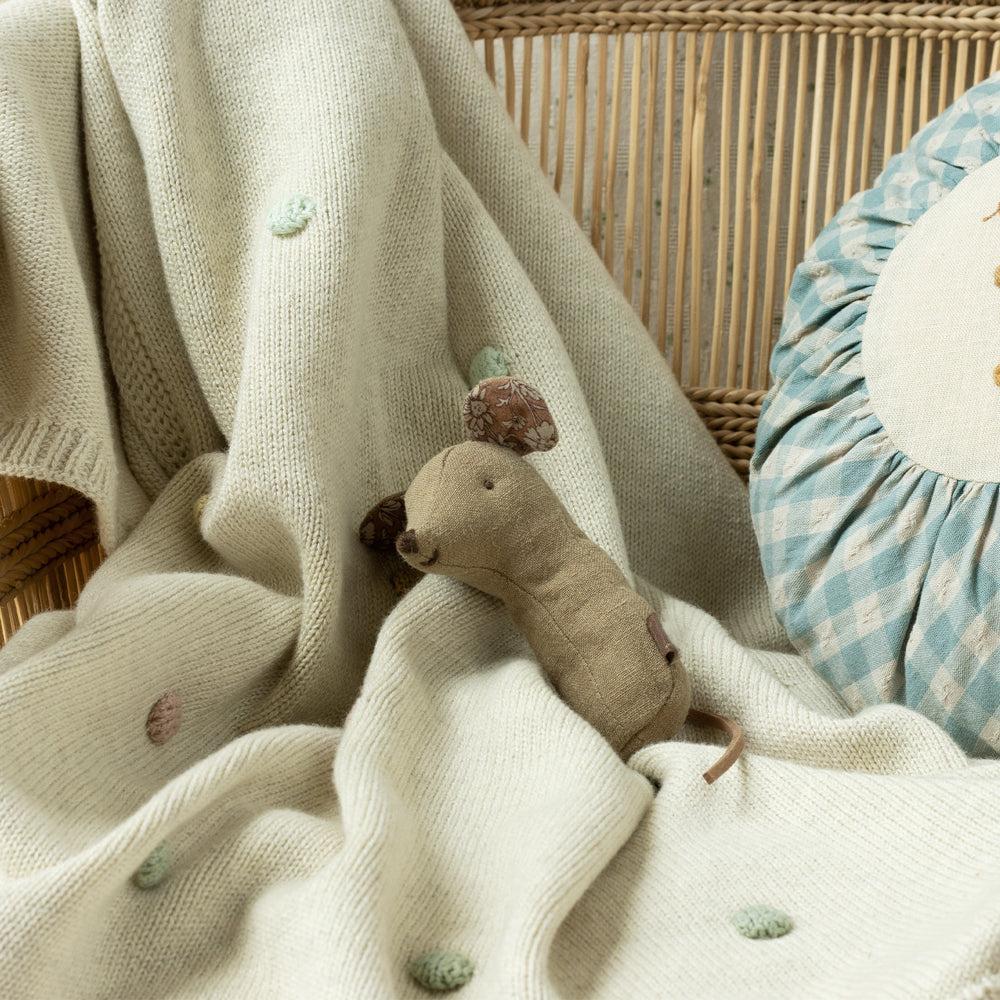 Greige Maileg Lullaby Friends Mouse Rattle