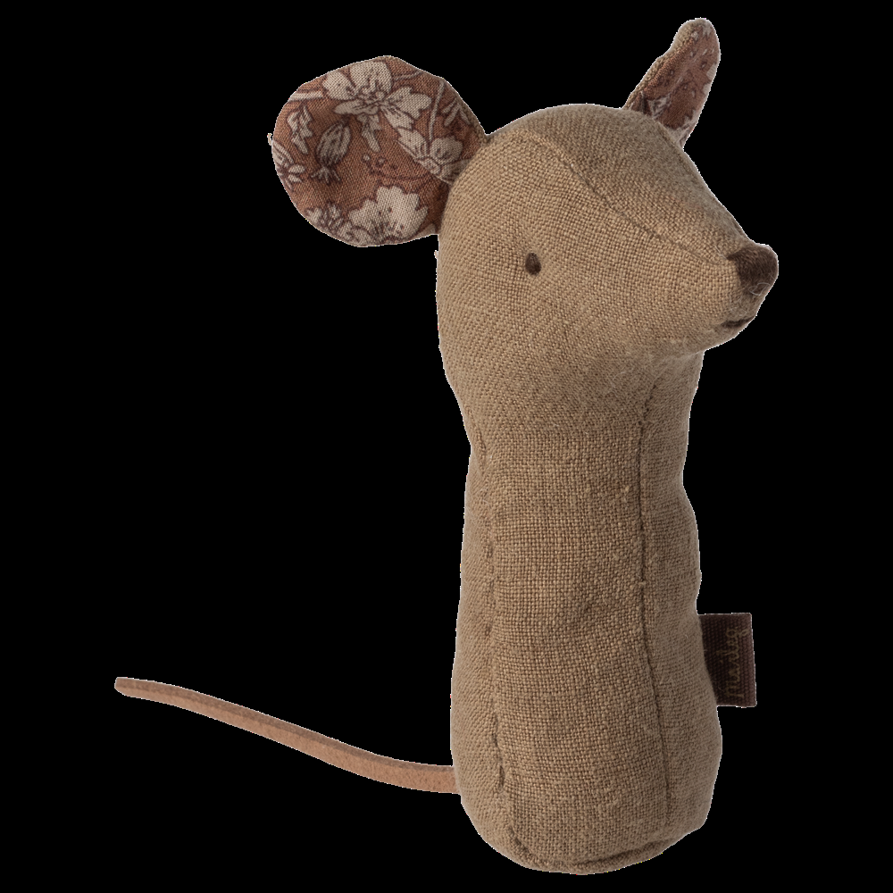 greige Maileg Lullaby Friends Mouse Rattle