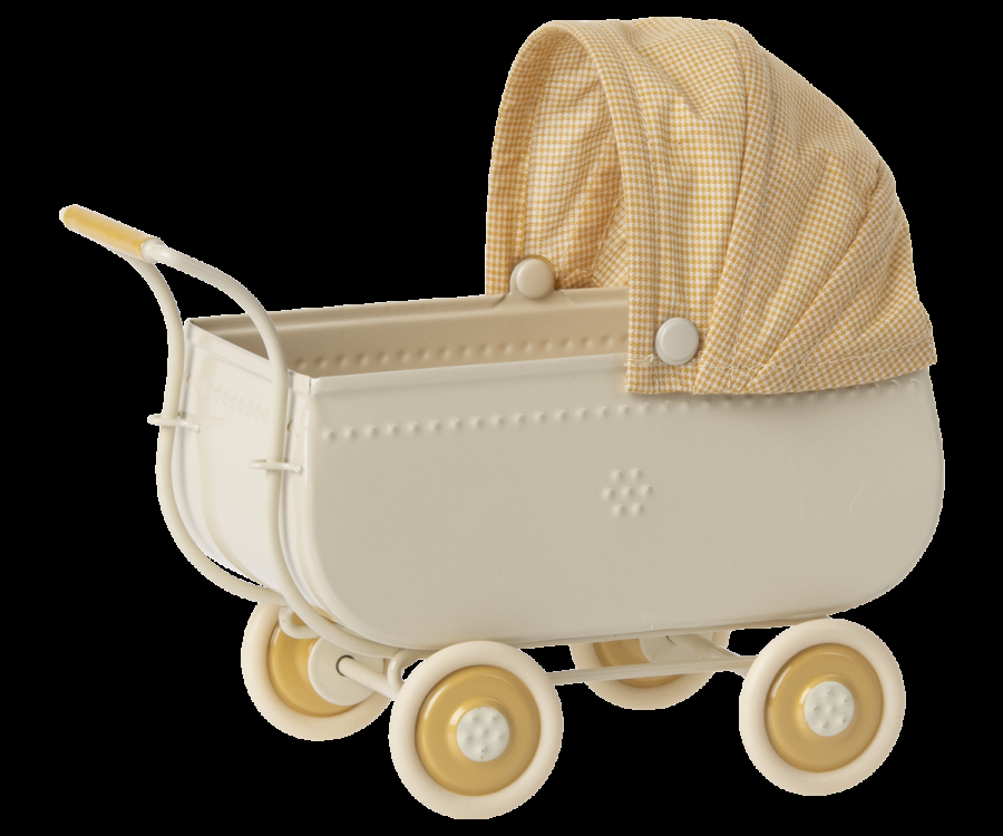 Greige Maileg Pram Micro - Yellow