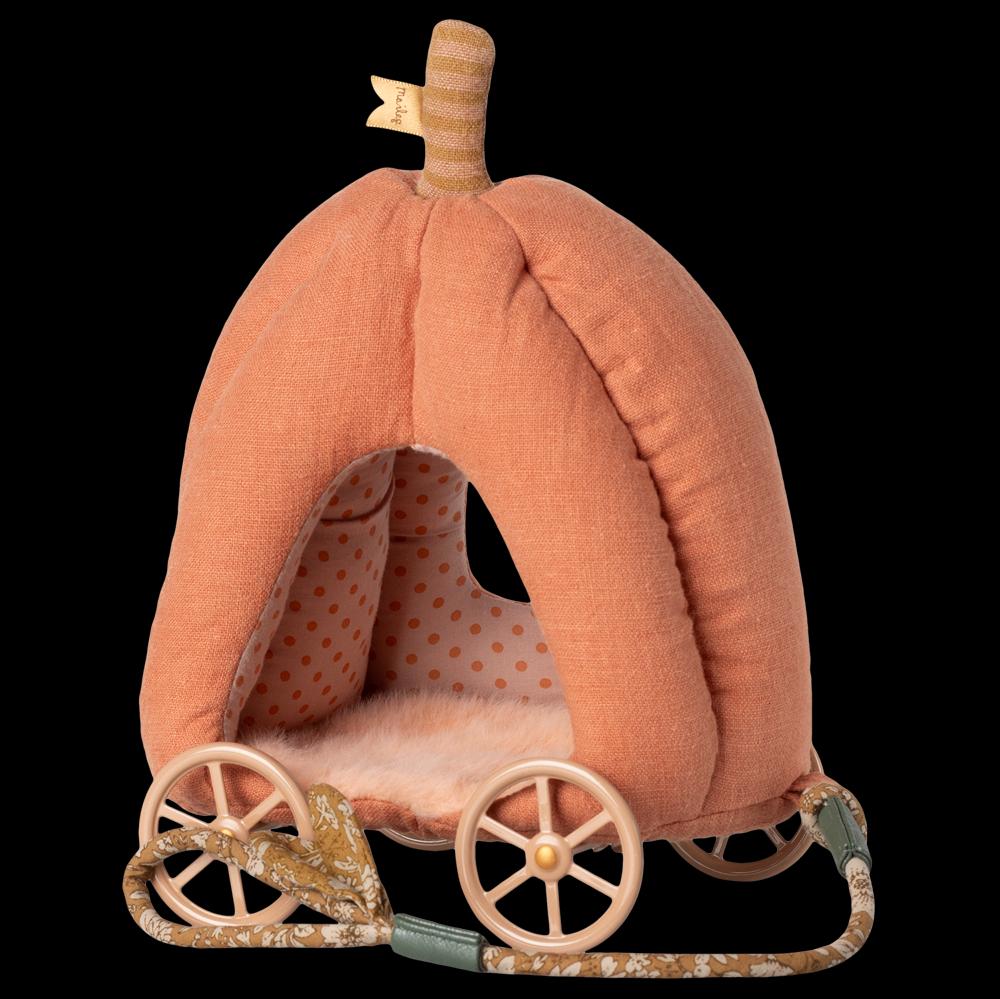 greige Maileg Pumpkin Carriage Mouse