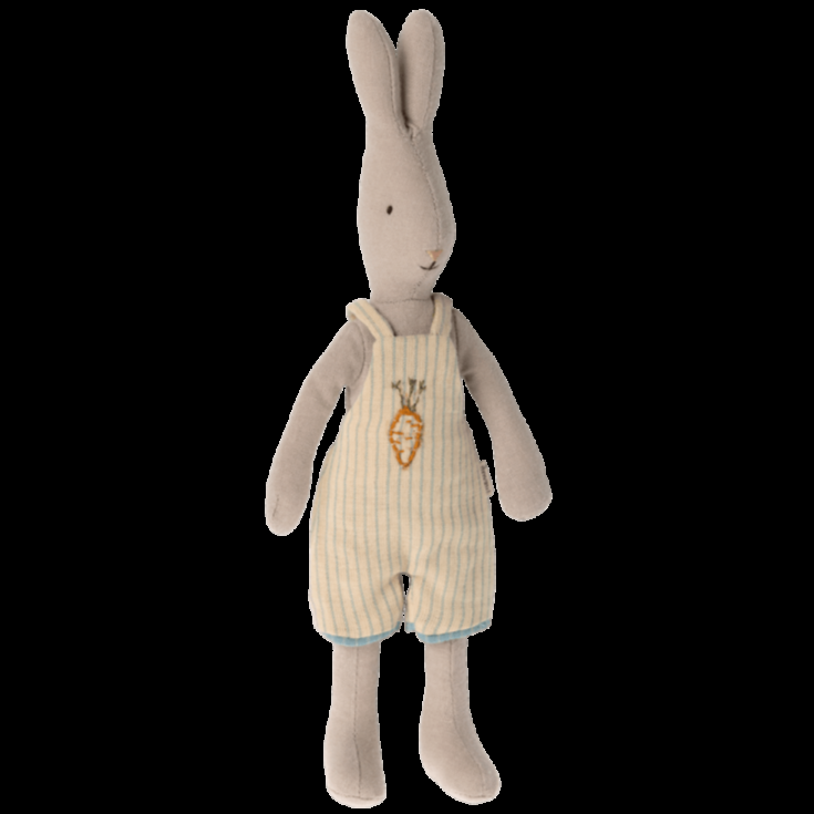 greige Maileg Rabbit in Overalls - Size 1