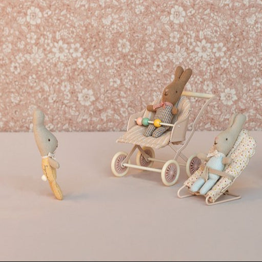 Greige Maileg Stroller For Baby Mouse - Rose