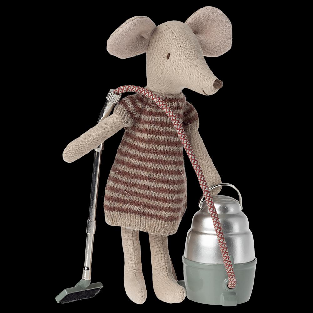 Greige Maileg Vacumn Cleaner Mouse