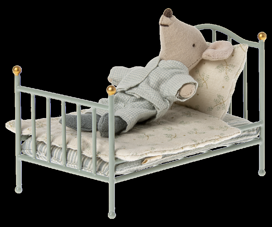 greige Maileg Vintage Bed - Mouse - Mint