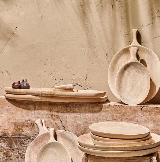 Greige Mango Wood Serving Platter - Two Sizes