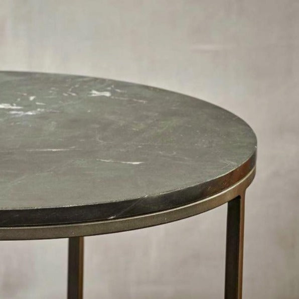 Greige Marble And Iron Side Table - 45cm Diameter