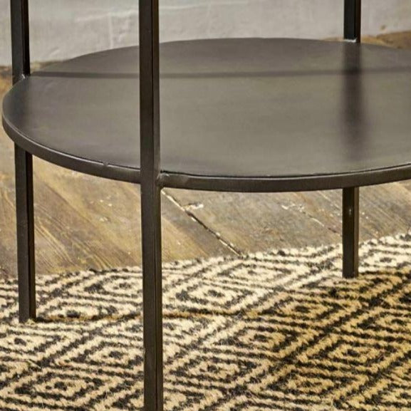 Greige Marble And Iron Side Table - 45cm Diameter
