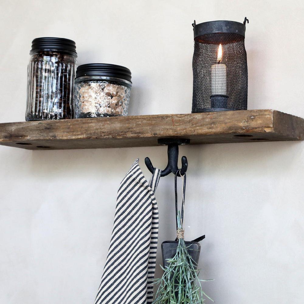 Greige Metal Mesh Hurricane - Antique Coal