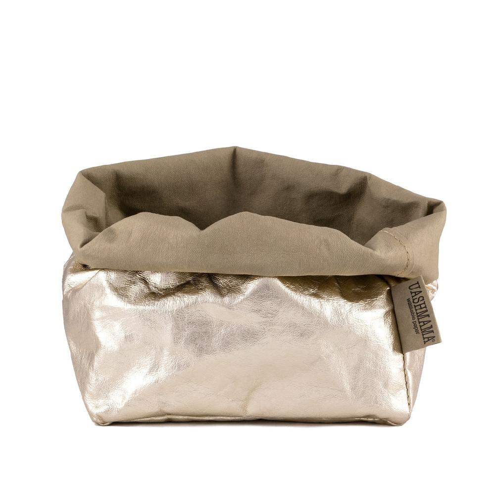 Greige Metallic Paper Bag From Italy - Platinum