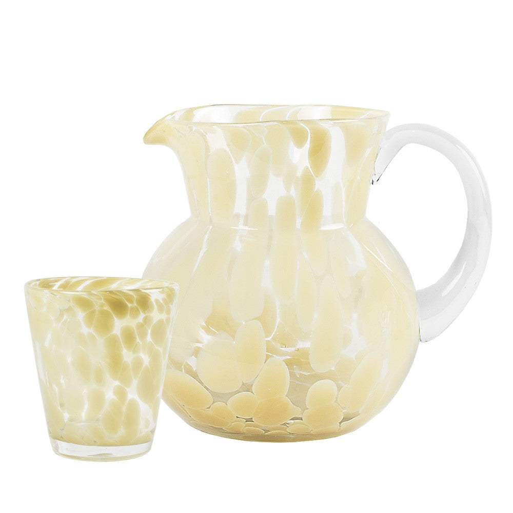 Greige Milano Glass Jug - Soft Pink Or Pale Ochre