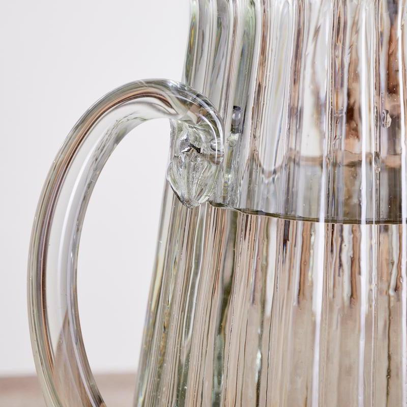 Greige Minati Recycled Glass Ribbed Jug