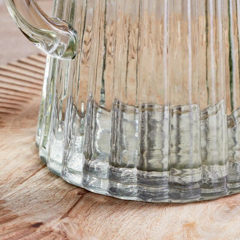 Greige Minati Recycled Glass Ribbed Jug