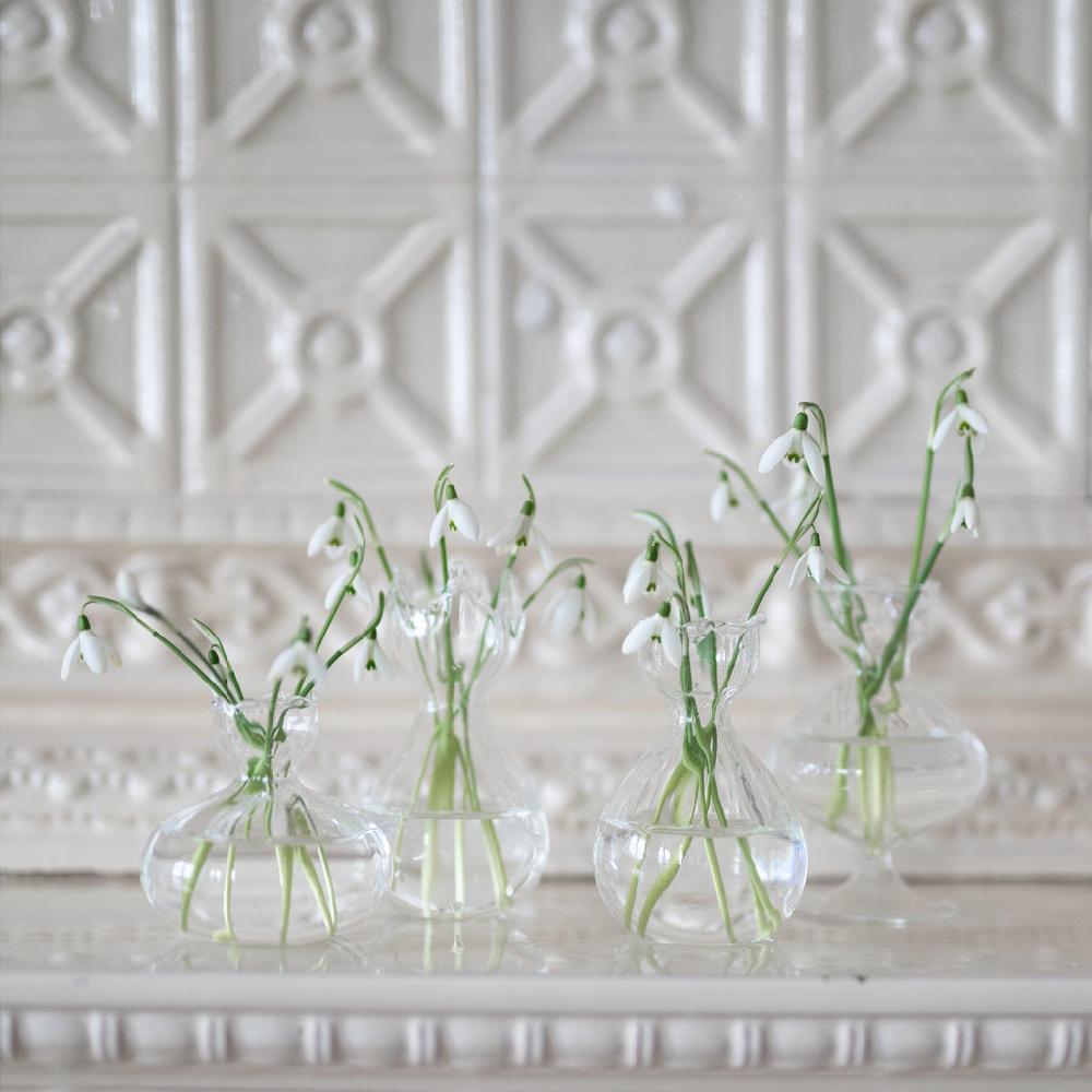 greige Mini Clear Glass Bud Vase Selection