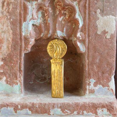 Greige Mini Gold Candle Flame Ornament Or Tag