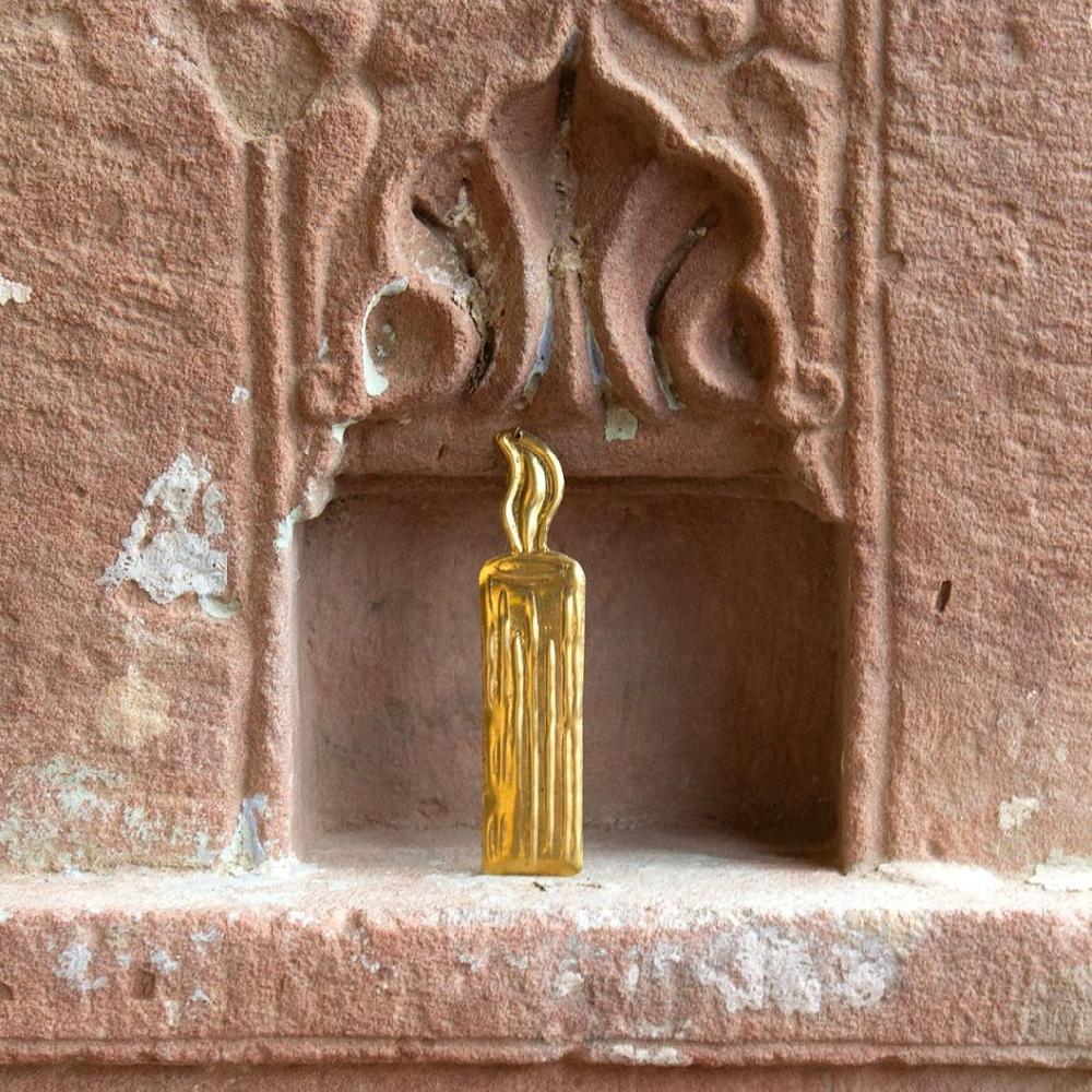 Greige Mini Gold Candle Ornament Or Tag