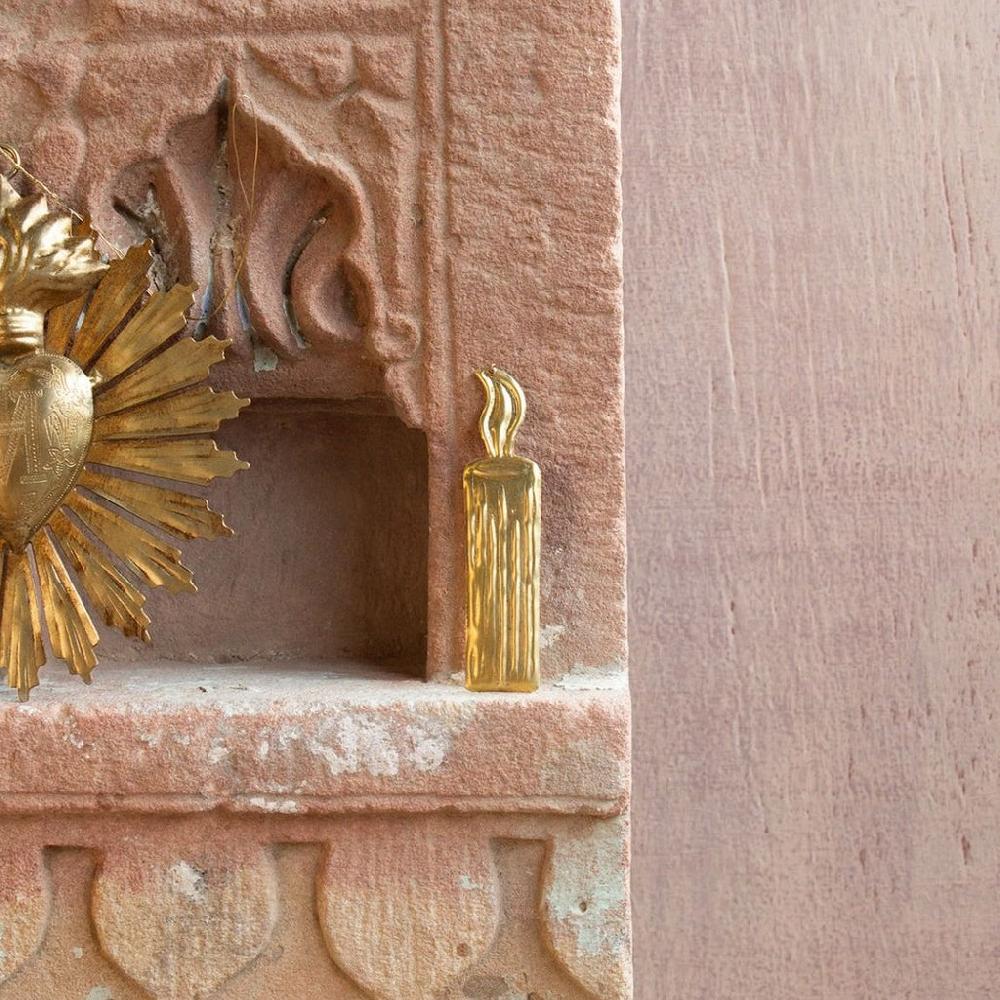 Greige Mini Gold Candle Ornament Or Tag