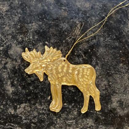 greige Mini Gold Moose Ornament or Tag