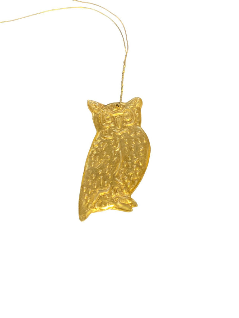 Greige Mini Gold Owl Ornament Or Tag
