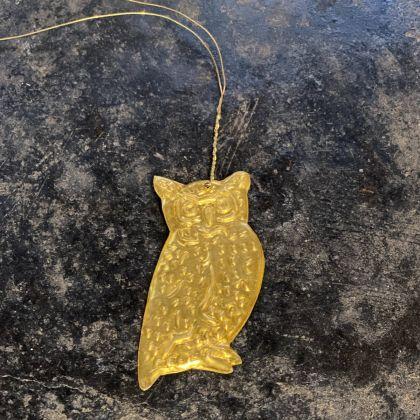 greige Mini Gold Owl Ornament or Tag