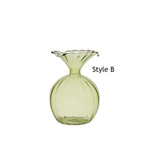 Greige Mini Green Glass Bud Vase - Two Style Options