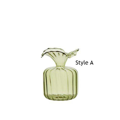 Greige Mini Green Glass Bud Vase - Two Style Options