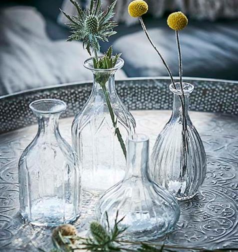 Greige Mini Rippled Glass Bud Vase - Two Sizes