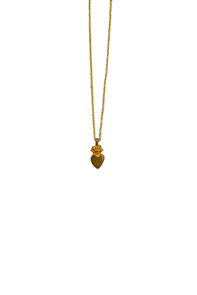 Greige Mini Sacred Heart Necklace - Boncoeurs