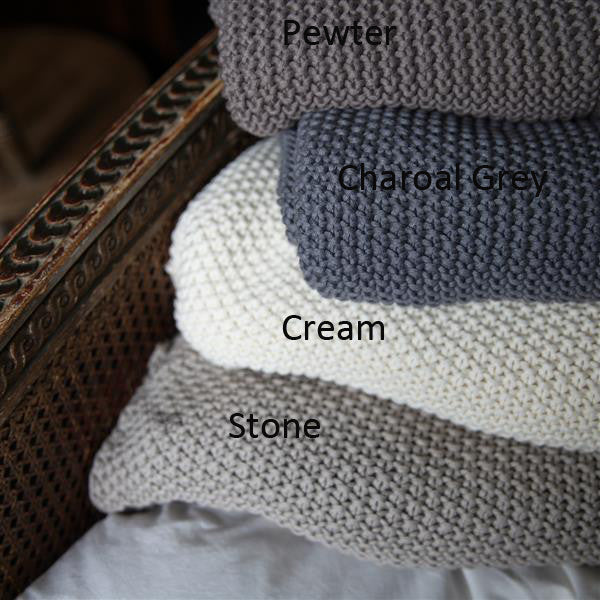 Greige Moss Stitch Cotton Cushion Cover