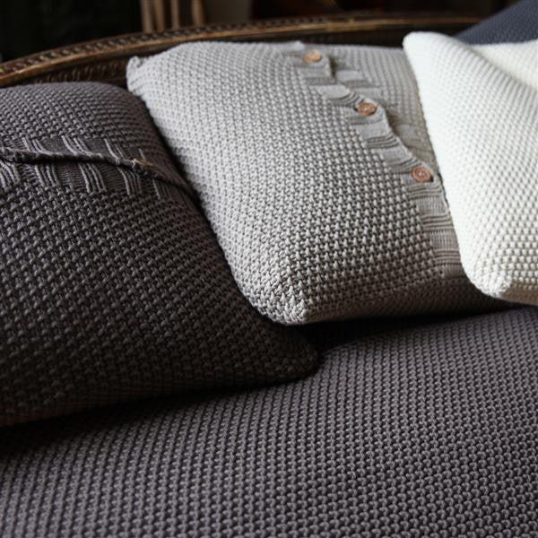Greige Moss Stitch Cotton Cushion Cover