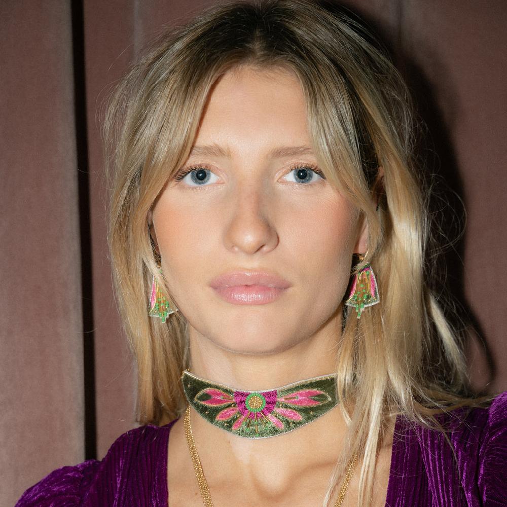 greige Nahua Apo Earrings - Cactus