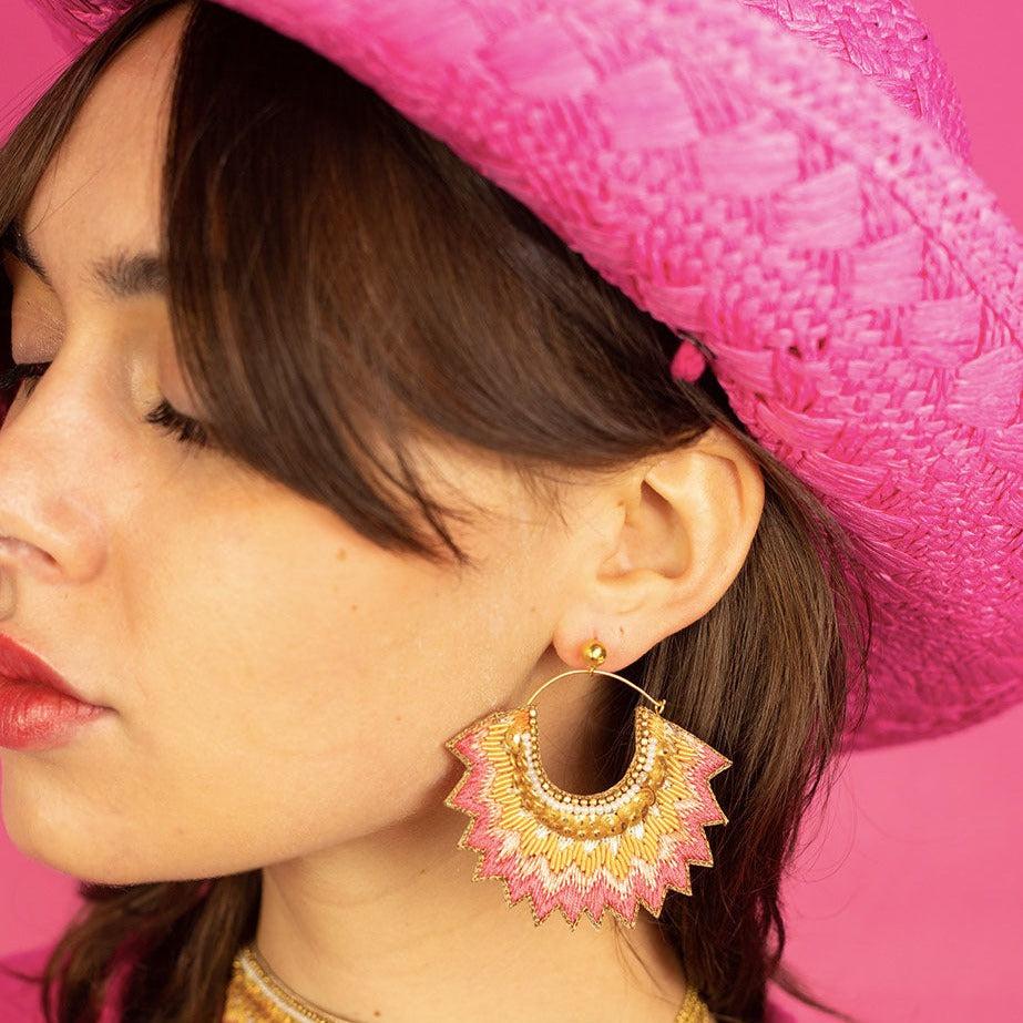 greige Nahua Maria Earrings - Flamingo