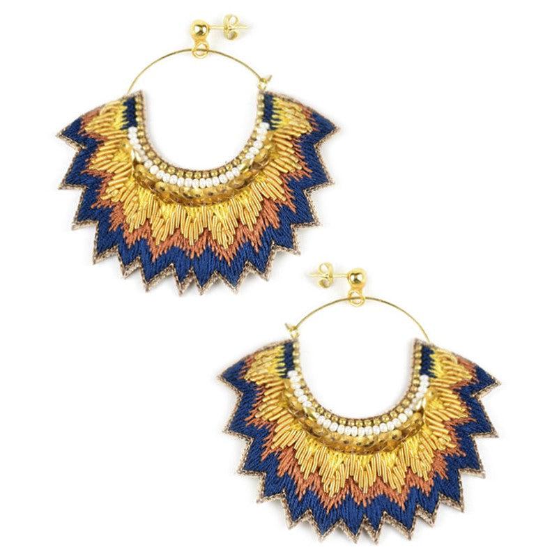 greige Nahua Maria Earrings - Navy