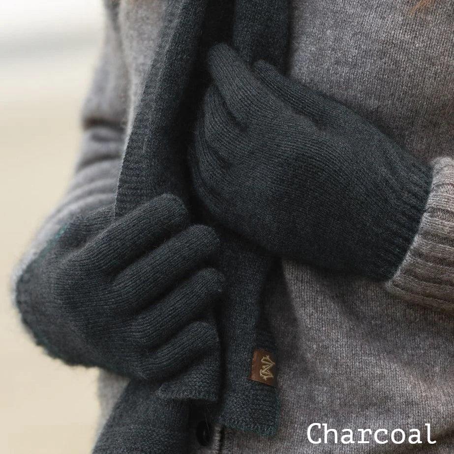 Greige Noble Wilde Possum Merino Gloves - Large