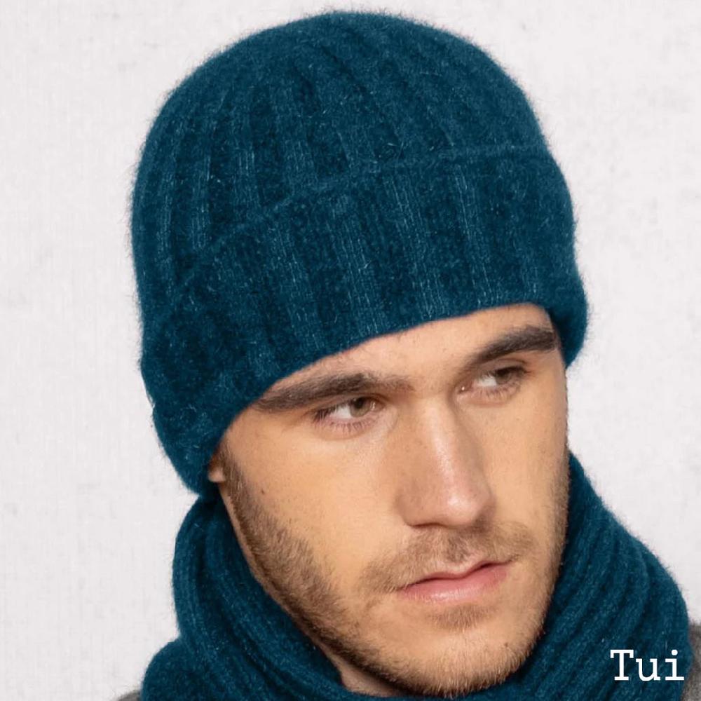 Greige Noble Wilde Possum Merino Rib Beanie