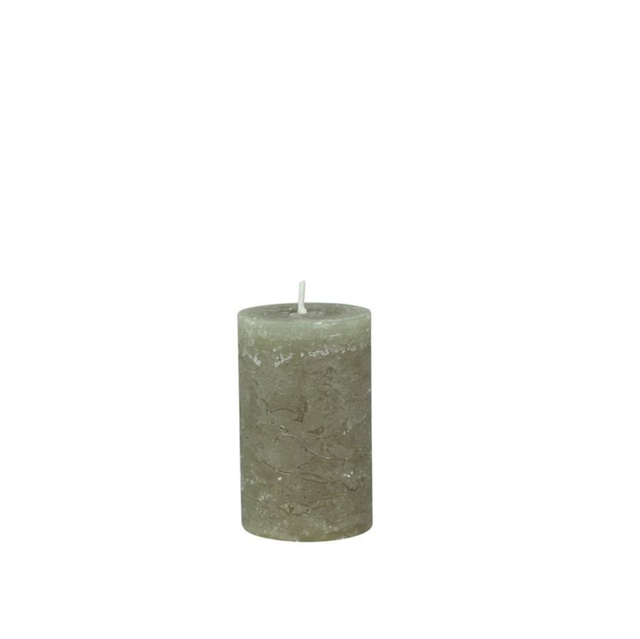 Greige Olive Green Rustic Pillar Candles