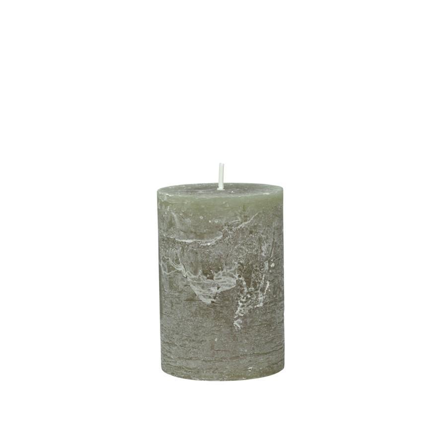Greige Olive Green Rustic Pillar Candles