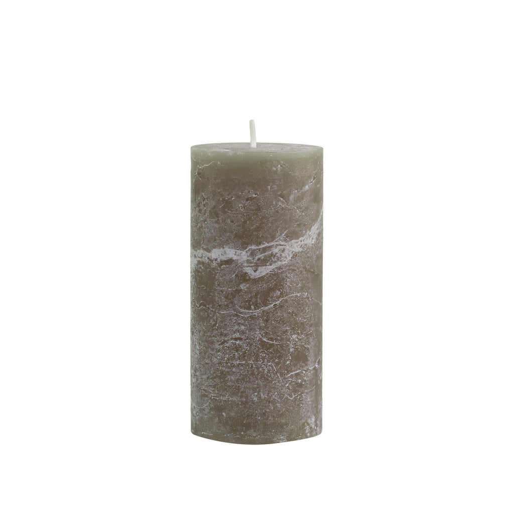 Greige Olive Green Rustic Pillar Candles
