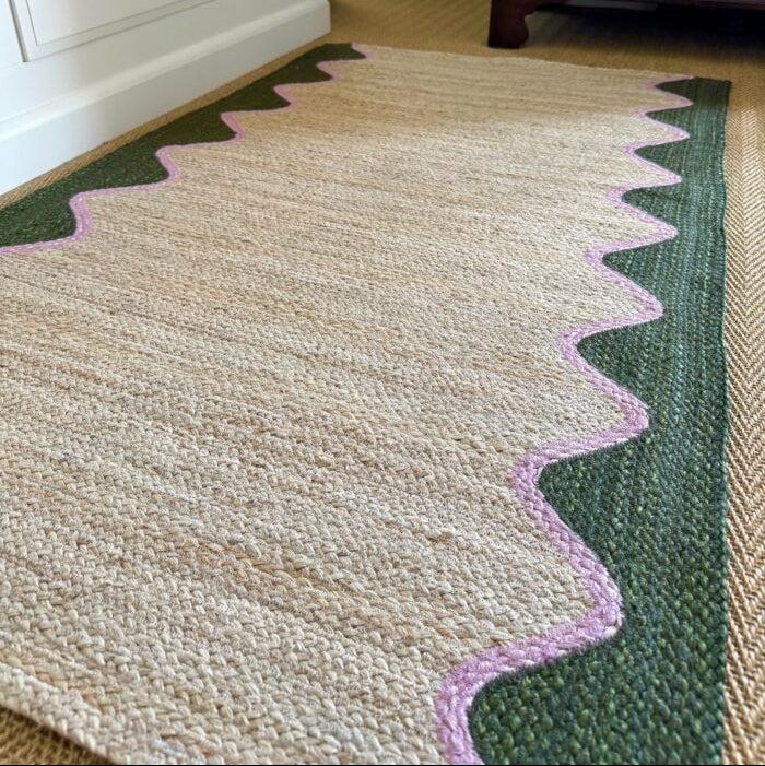 Greige Olive Wave Runner - The Braided Rug Company