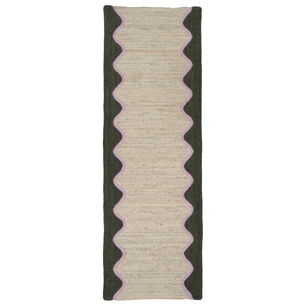 Greige Olive Wave Runner - The Braided Rug Company