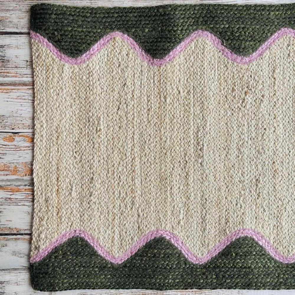 greige Olive Wave Runner - The Braided Rug Company