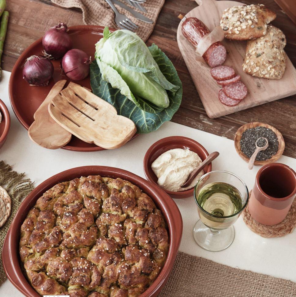 Greige Olive Wood Salad Scoop Servers