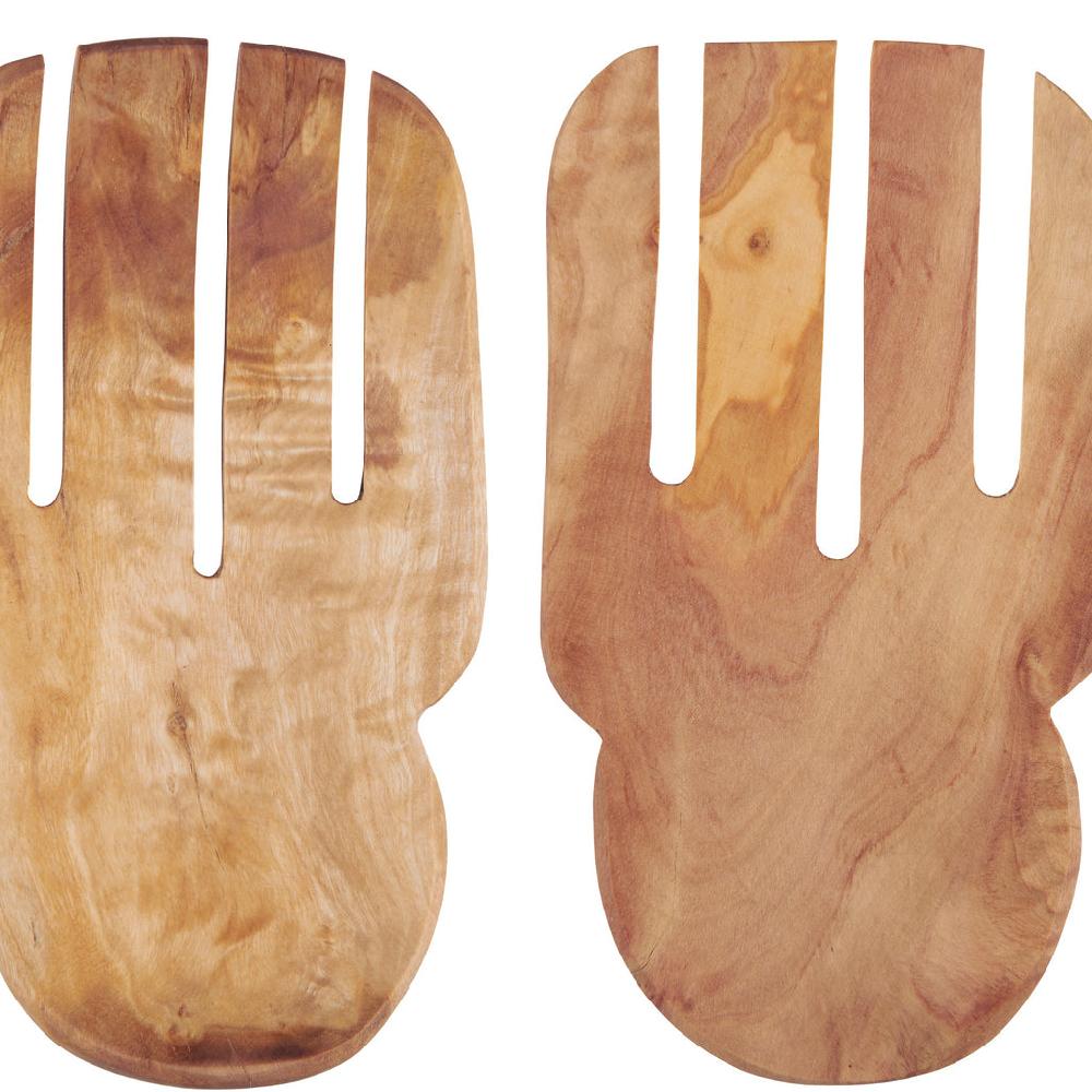 Greige Olive Wood Salad Scoop Servers
