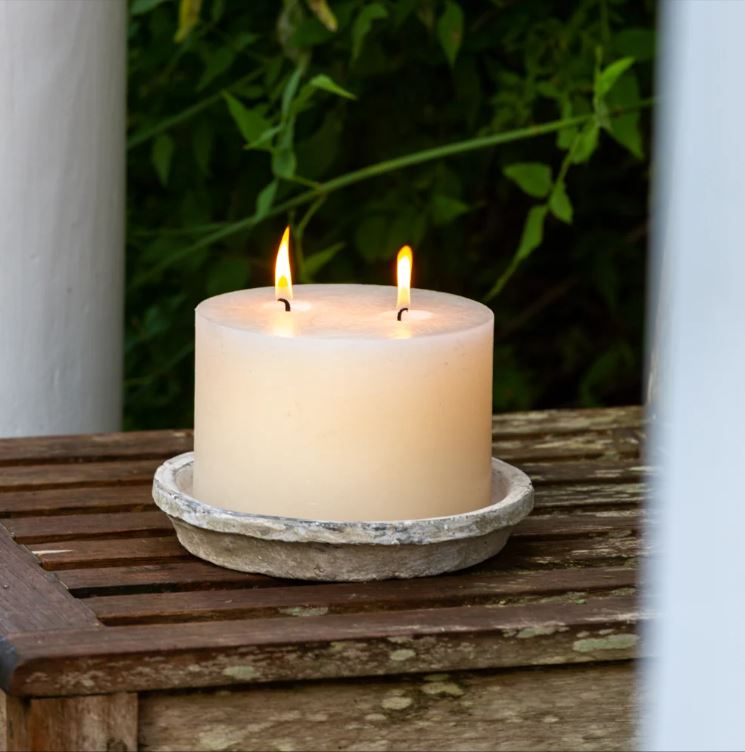 Greige Outdoor Multiwick Pillar Candle - Ivory