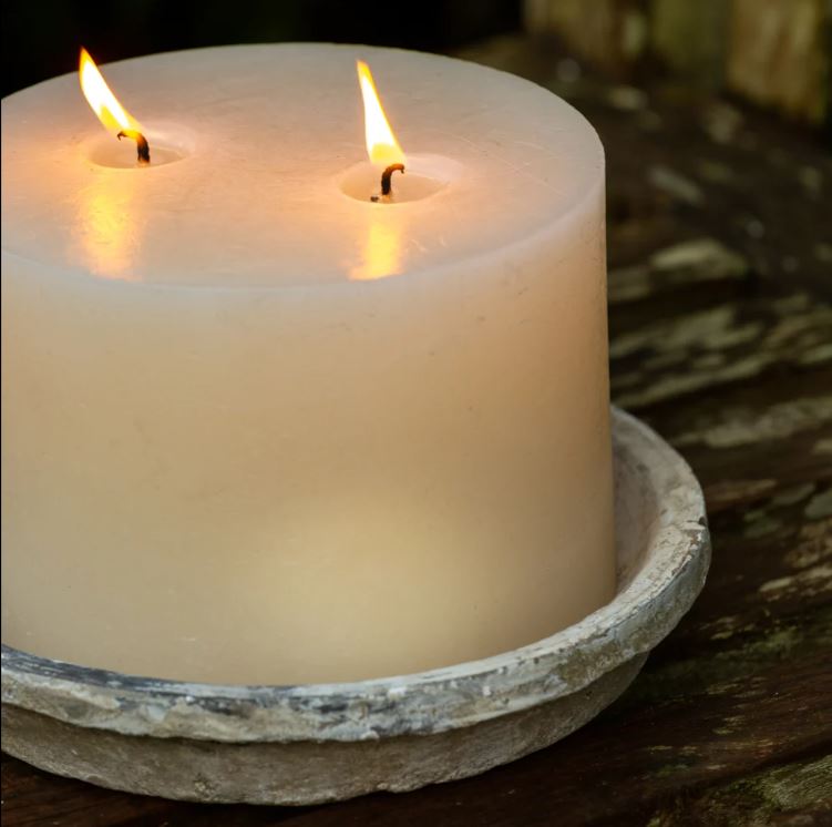 Greige Outdoor Multiwick Pillar Candle - Ivory