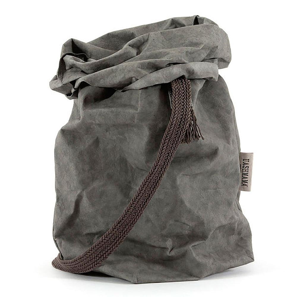 Greige Paper Carry Bag With Shoulder Strap
