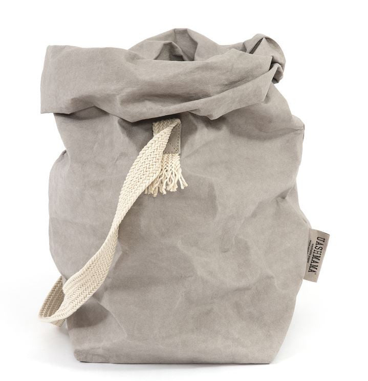 greige Paper Carry Bag with Shoulder Strap