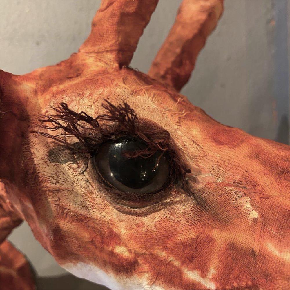 Greige Papier Mache Giraffe Head