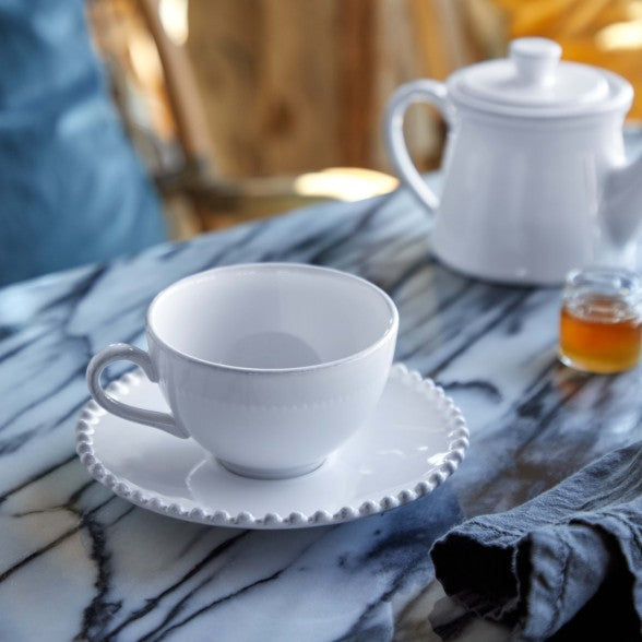 greige Pearl Tea Cup and Saucer - Costa Nova